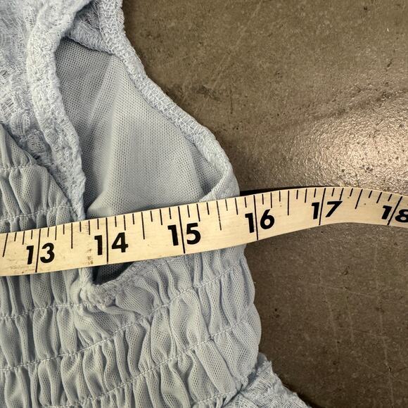 Vintage Y2k Urban Outfitters Babydoll Blue Tie Front Frill Coquette Blouse M - Picture 4 of 5